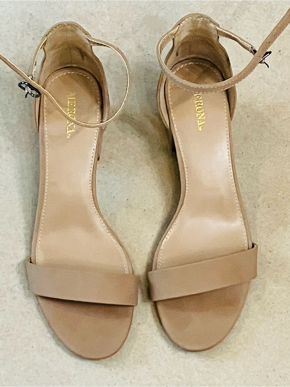 Merona Nude/Tan Ankle-Strap Block Heel Sandals